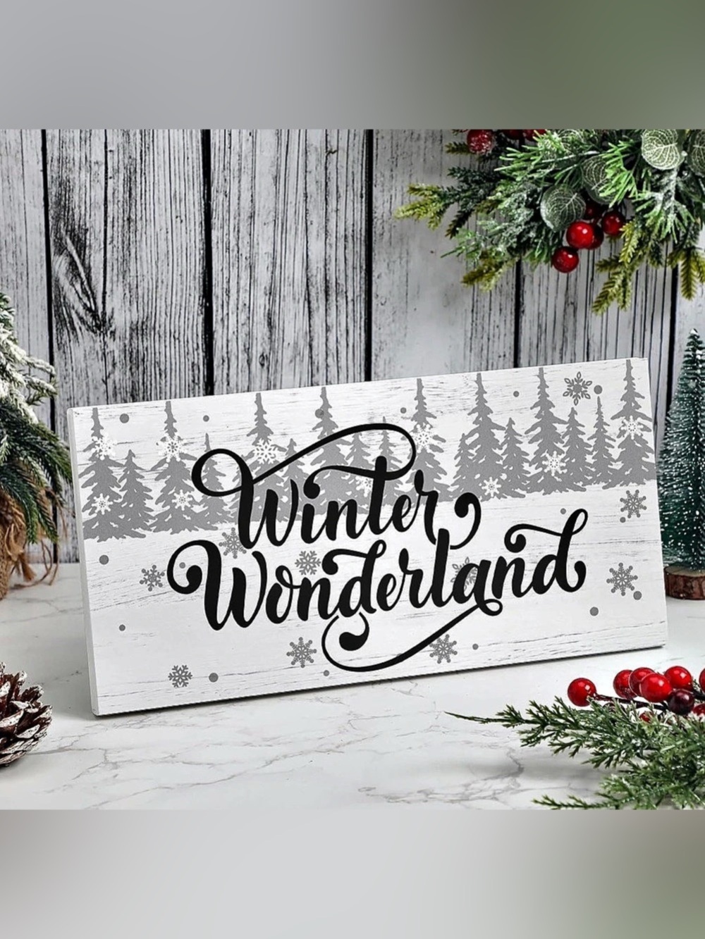NWT Winter Wonderland Wood Sign Plaque 12 x 6 Inch